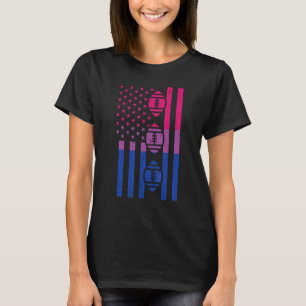 Us Flag American Football Bisexual Bi Pride Lgbtq  T-Shirt