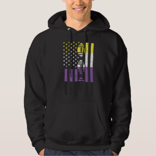 Us Flag American Football Nonbinary Enby Nb Pride  Hoodie