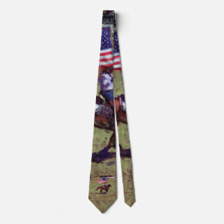 US Flag and Horse Cowgirl American Rodeo Art Tie