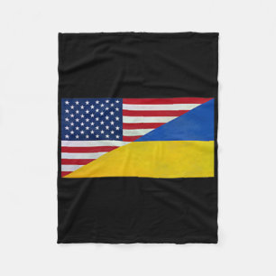 Us Flag And Ukrainian Flag - Partnership And Allia Fleece Blanket