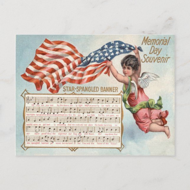 US Flag Angel Cherub Star-Spangled Banner Postcard (Front)