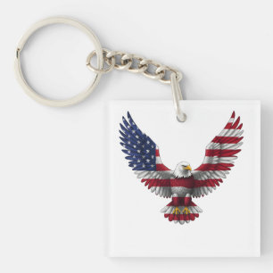 US Flag Bald Eagle 4th of July Keychain