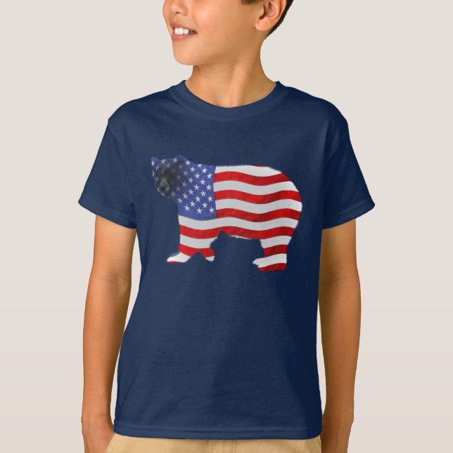 US FLAG & BEAR USA-style Kids Shirt (Front)