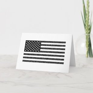 US Flag Black and White Vintage Retro Card