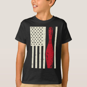 Us Flag Bowling Pin Vintage Patriotic Bowler Women T-Shirt
