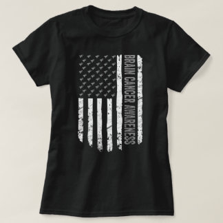 US Flag Brain Cancer Awareness Gift  T-Shirt