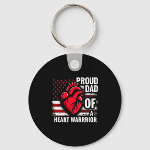 Us Flag Chd Awareness Proud Dad Of A Heart Warrior Keychain