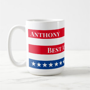 US Flag Colours Personalized Red White and Blue Coffee Mug