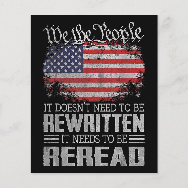 US Flag Constitution of the USA Needs To Be Reread (Front)