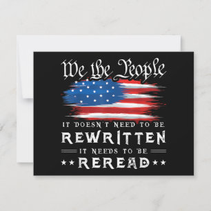 US Flag Constitution of the USA Needs To Be Reread Holiday Card