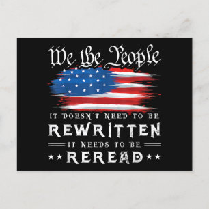 US Flag Constitution of the USA Needs To Be Reread Holiday Postcard