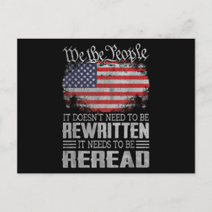 US Flag Constitution of the USA Needs To Be Reread Postcard