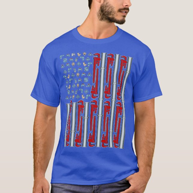 US Flag Cool Plumber Tee Plumbing Gift Plumbers (Front)