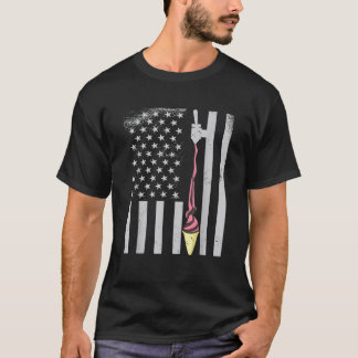 Us Flag Cool Summer Trip Funny I Need Ice Cream Am T-Shirt