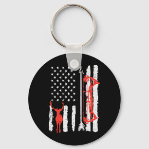 Us Flag Deer Bow Hunting Patriotic Archer Hunter M Keychain