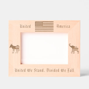 US Flag, Democratic Donkey and Republican Elephant Etched Frames