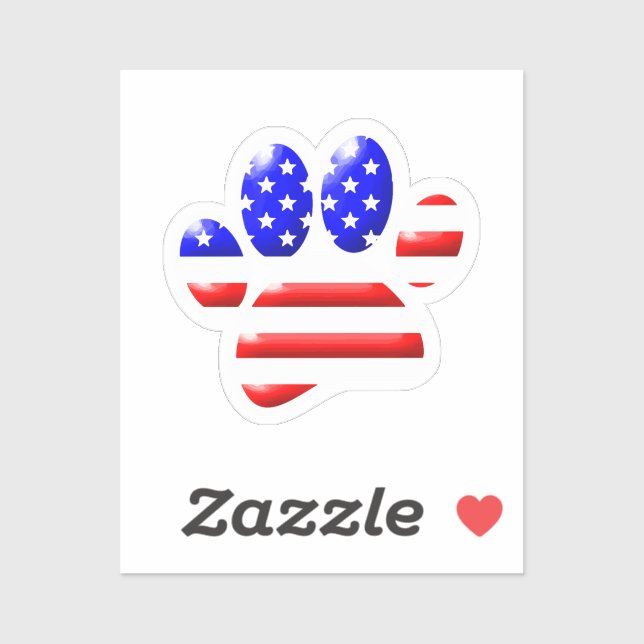 US Flag Dog Paw Print (Sheet)