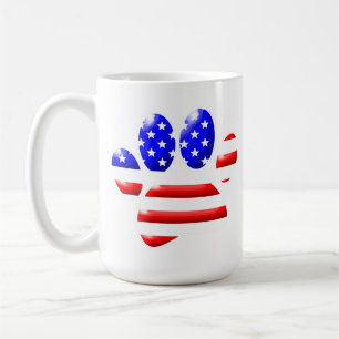 US Flag Dog Paw Print Coffee Mug
