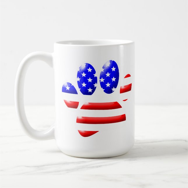 US Flag Dog Paw Print Coffee Mug (Left)
