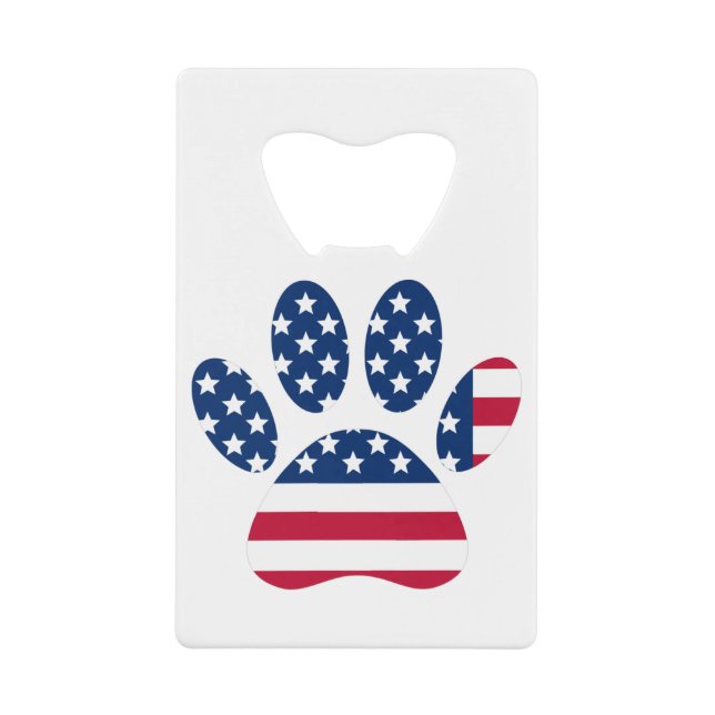 US Flag Dog Paw Print Credit Card Bottle Opener (Front)