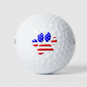 US Flag Dog Paw Print Golf Balls