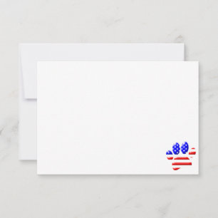 US Flag Dog Paw Print Patriotic Blank Card