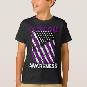 Us Flag Drug Overdose Opioid Overdose Awareness T-Shirt