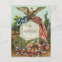 US Flag Eagle Wreath Tombstone Gravestone Rose