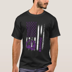 Us Flag Epilepsy Fighter Purple Ribbon Epilepsy Aw T-Shirt