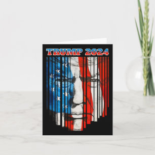 Us Flag Face Trump Vintage Donald Trump 4th Of Jul Card