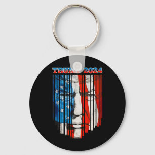 Us Flag Face Trump Vintage Donald Trump 4th Of Jul Keychain