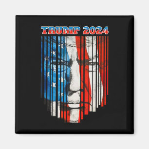 Us Flag Face Trump Vintage Donald Trump 4th Of Jul Magnet