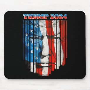 Us Flag Face Trump Vintage Donald Trump 4th Of Jul Mouse Pad