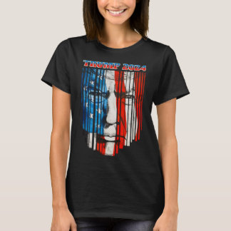 Us Flag Face Trump Vintage Donald Trump 4th Of Jul T-Shirt