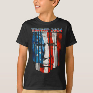 Us Flag Face Trump Vintage Donald Trump 4th Of Jul T-Shirt
