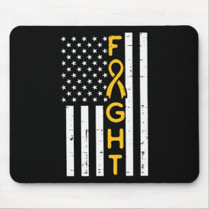 Us Flag Fight Childhood Cancer Ribbon Awareness Pa Mouse Pad