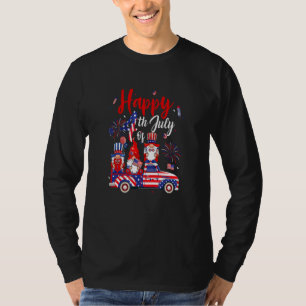 Us Flag Firework Three Gnomes 4th Of July Independ T-Shirt