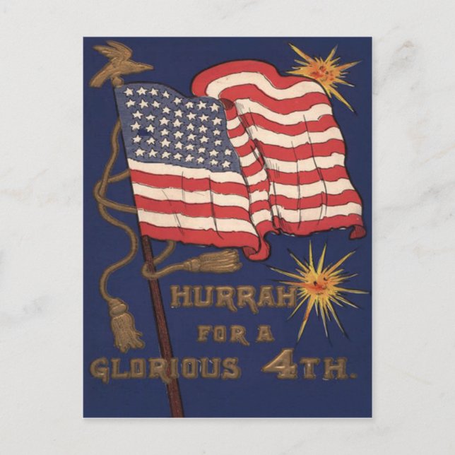 US Flag Fireworks Explosion 4th of July Postcard (Front)