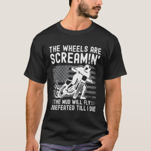 Us Flag Flat Track Motorcycling Racing T-Shirt