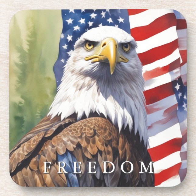 US Flag Freedom Eagle Motivational Inspirational Coaster (Front)