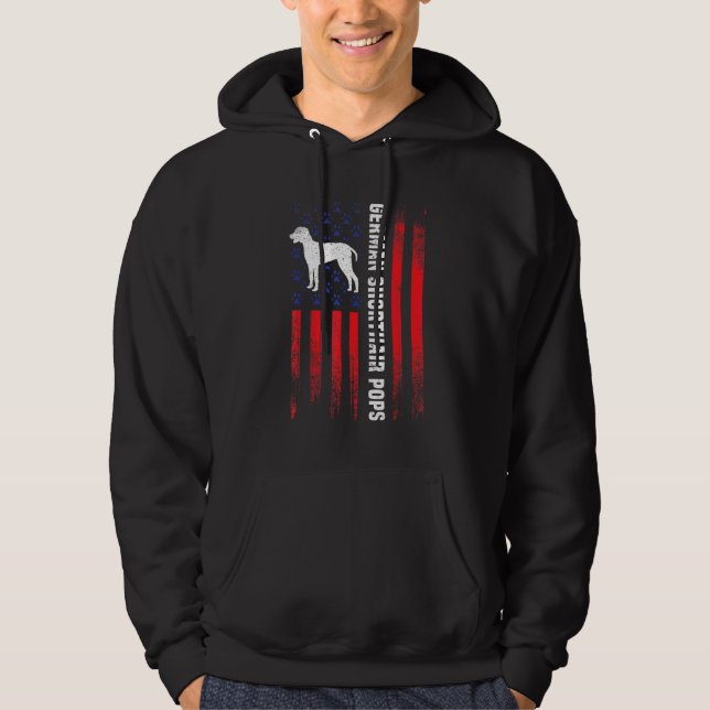 Us Flag German Shorthair Pointer Pops Pointer Dog  Hoodie (Front)
