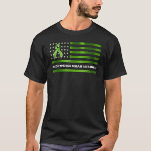 us flag green ribbon mitochondrial disease awarene T-Shirt