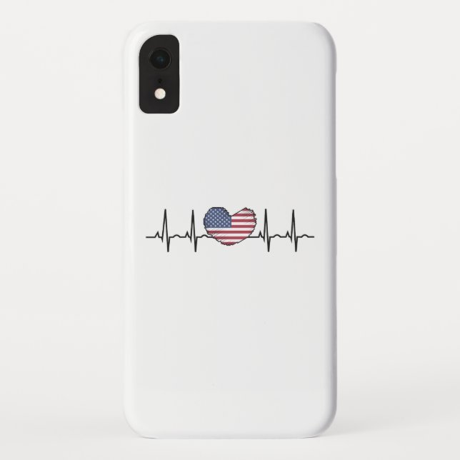 US Flag Heartbeat ECG Electrocardiography Case-Mate iPhone Case (Back)