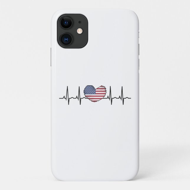 US Flag Heartbeat ECG Electrocardiography Case-Mate iPhone Case (Back)