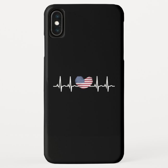 US Flag Heartbeat ECG Electrocardiography Case-Mate iPhone Case (Back)