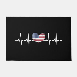 US Flag Heartbeat ECG Electrocardiography Doormat