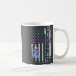Us Flag I Wear Purple And Teal Suicide Prevention  Coffee Mug