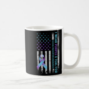 Us Flag I Wear Purple And Teal Suicide Prevention Coffee Mug