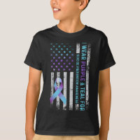Us Flag I Wear Purple And Teal Suicide Prevention 
