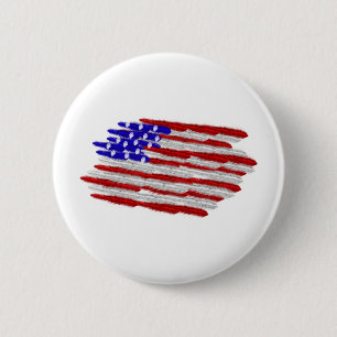 US Flag  in Feathers 2 Inch Round Button